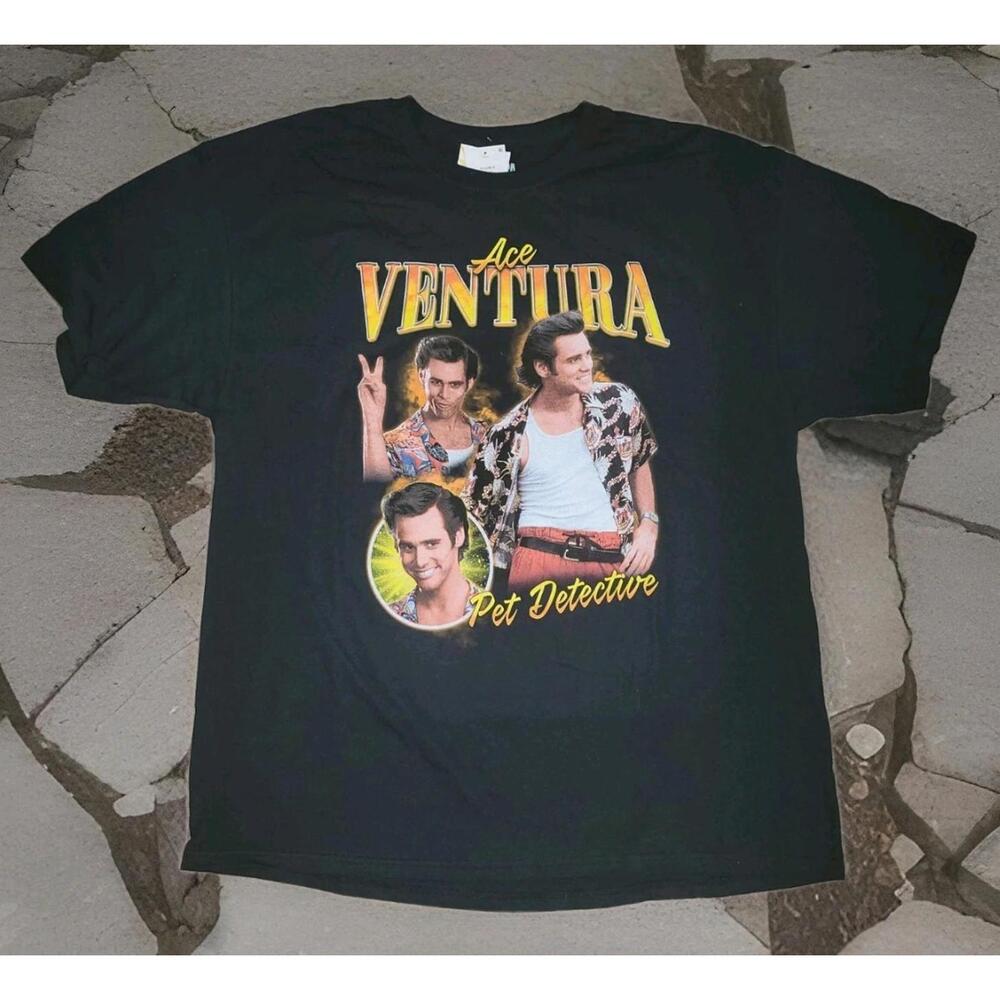 ACE VENTURA Pet Detective T-Shirt Black Men's Size XL NWT Jim Carrey